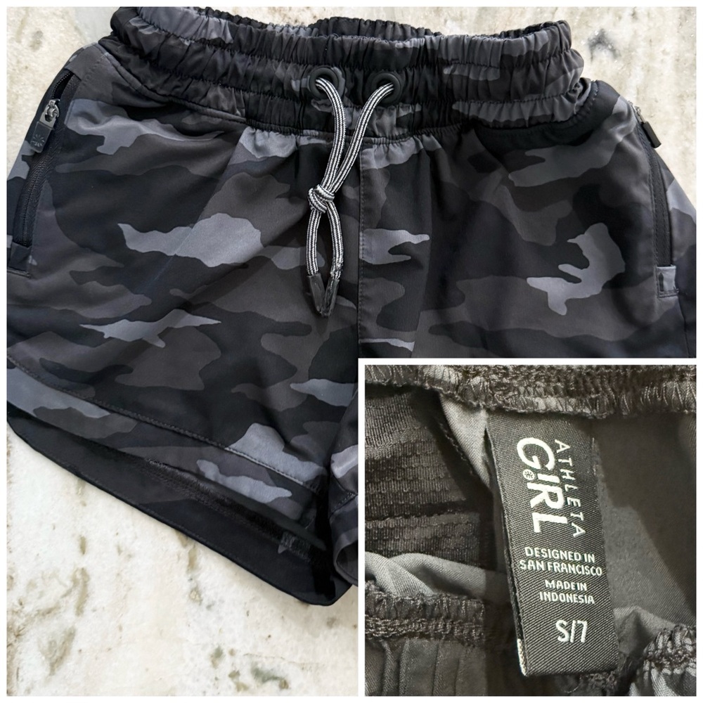 Athleta Kids Camo Shorts - Black and Gray